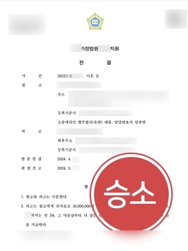 성남이혼소송변호사 | 바람피고 가출한 아내 상대로 위자료 청구해 청구액 100% 인용